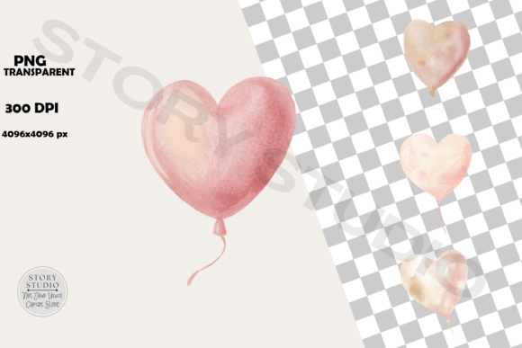 Download Romantic Watercolor Heart Balloons - Premium Resources