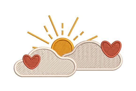 Download Sunny Clouds with Hearts Embroidery Design - Premium Resources