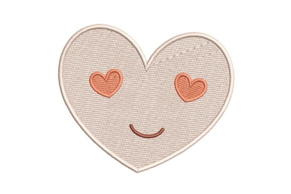 Download Cute Heart Face with Heart Eyes Embroidery Design - Premium Resources
