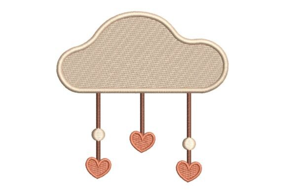 Download Cute Cloud with Hanging Hearts Embroidery Design - Premium Resources