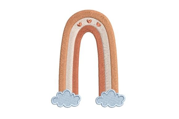 Download Pastel Rainbow Arch with Hearts and Clouds Embroidery Design - Premium Resources