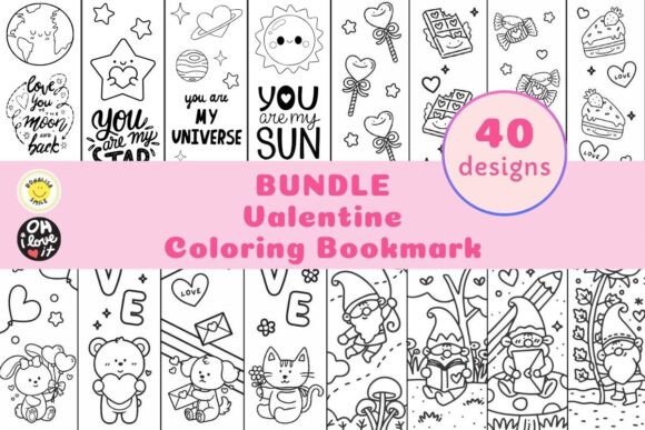 Download VALENTINE Bundle Cute Coloring Bookmarks - Valentine bundle Collection