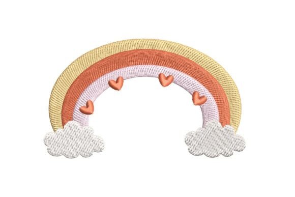 Download Pastel Rainbow with Hearts and Clouds Embroidery Design - Premium Resources